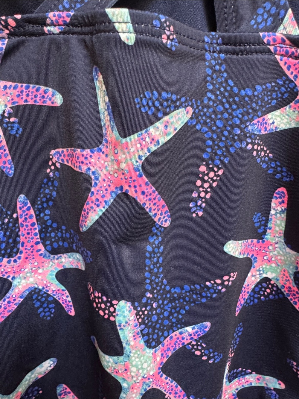 Lands End Girls size 6-7 S Navy Blue w/ Pink & Green Starfish 1 Piece Swimsuit - Picture 12 of 17